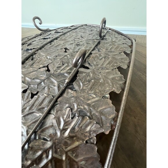 Solid Steel Embossed FALL LEAVES Square TRAY Rose Gold & Copper Boho Country - Picture 6 of 11